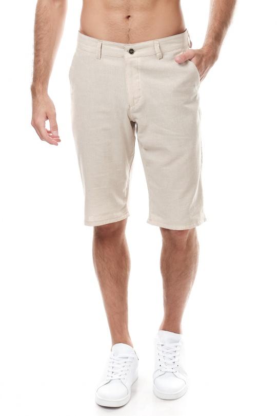 Shorts Men Bermuda en lin uni HISOKA Natural shorts Homme